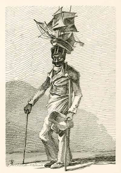 Joseph Johnson, un marinaio nero, con un modello della nave Nelson sul suo cappello da English School