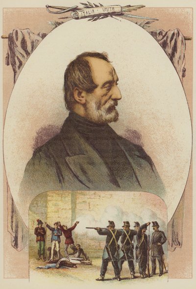 Giuseppe Mazzini, Cittadini fucilati per aver letto il giornale di Mazzini (litografia a colori) da English School