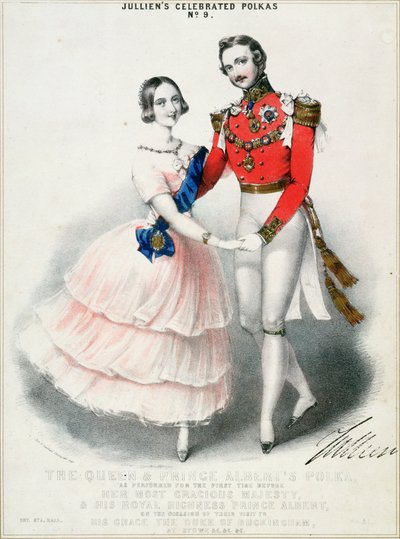 Le celebri polke di Jullien n.9: La polka della Regina e del Principe Alberto di M. e N. Hanhart (cromolitografia) da English School