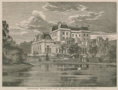 Kensington House, costruita per il signor Albert Grant, il fronte del giardino da English School