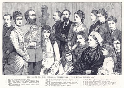 Blocco chiave per il supplemento colorato, La famiglia reale, 1880 da English School