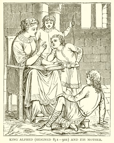 Re Alfredo (regnò 871-901) e sua madre da English School