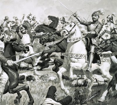 Re Artù condusse i Britanni ad una vittoria schiacciante contro i Sassoni da English School