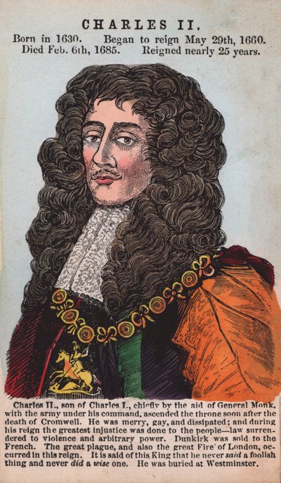 Re Carlo II (incisione colorata) da English School