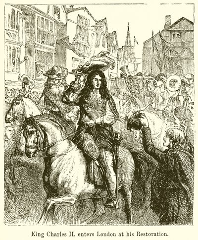 Re Carlo II entra a Londra alla sua Restaurazione da English School