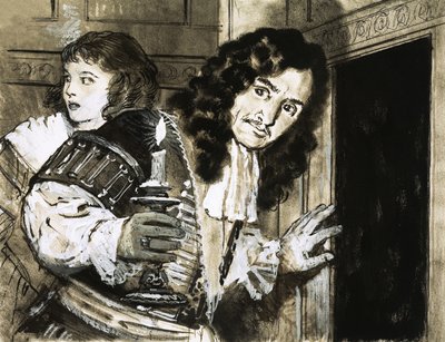 Re Carlo II si nasconde dopo la sua sconfitta nella battaglia di Worcester da English School