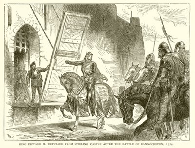 Re Edoardo II respinto dal castello di Stirling dopo la battaglia di Bannockburn, 1314 da English School