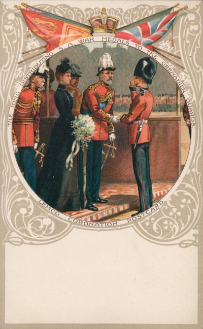 Re Edoardo VII distribuisce medaglie della guerra sudafricana ai Granatieri da English School