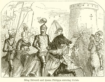 Re Edoardo e la regina Filippa entrano a Calais da English School