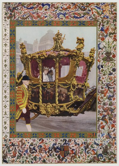 Re Giorgio V e la Regina Maria che viaggiano nella carrozza di Stato da English School
