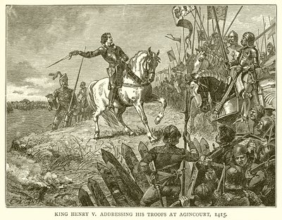 Re Enrico V si rivolge alle sue truppe ad Agincourt, 1415 da English School