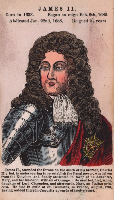 Re Giacomo II (incisione colorata) da English School