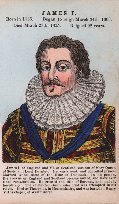 Re Giacomo I (incisione colorata) da English School