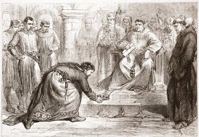 Re Giovanni e il legato papale, illustrazione da La storia del protestantesimo di James Aitken Wylie (1808-1890), pub. 1878 da English School