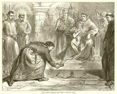 Re Giovanni davanti al legato del Papa, 1213 da English School