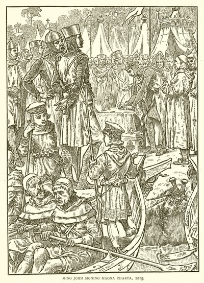 Re Giovanni firma la Magna Carta, 1215 da English School