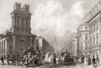 King William Street e St Mary Woolnoth, Londra, Inghilterra da English School