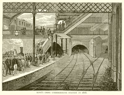 Stazione della metropolitana di Kings Cross nel 1868 da English School