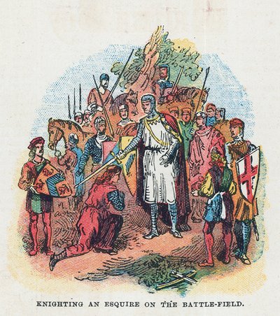 Investitura di uno scudiero sul campo di battaglia da English School