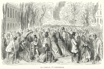 La Rambla, a Barcellona (incisione) da English School