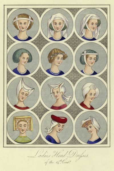 Acconciature delle signore del XIV secolo da English School
