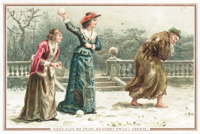 Donne che lanciano palle di neve a un vecchio da English School