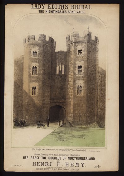 Le nozze di Lady Edith, scritto per la Duchessa di Northumberland da Henri F Hemy, copertina di spartito da English School