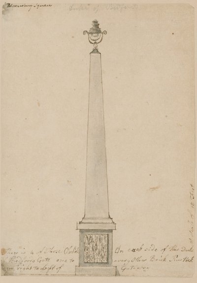 Lampada vicino a Bedford House, Londra, smontata nel 1799 da English School