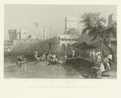 Luogo di sbarco in un piccolo porto a Rodi, 1837 da English School