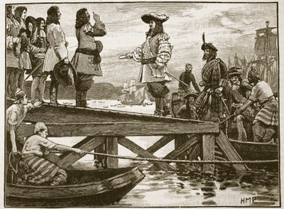 Sbarco del Maresciallo Schomberg a Carrickfergus, illustrazione da Cassells Illustrated History of England da English School