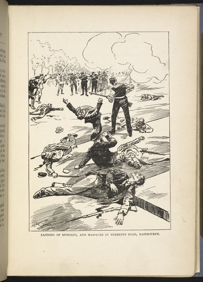 Sbarco dei russi e massacro a Terminus Road, Eastbourne", illustrazione da "La Grande Guerra in Inghilterra nel 1897" di William Le Queux da English School