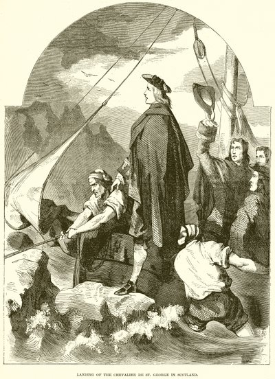 Sbarco del Cavaliere di St. George in Scozia da English School