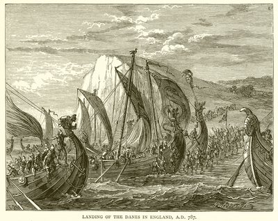 Sbarco dei danesi in Inghilterra, A.D. 787 da English School