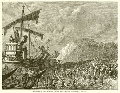 Sbarco dei Romani sotto Giulio Cesare in Britannia, 55 a.C. da English School