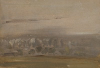 Paesaggio con alberi su un pendio (Valle boscosa, vista attraverso la nebbia) precedentemente attribuito a J.M.W. Turner (1775-1851) e anche attribuito a Peter de Wint (1784-1849) da English School