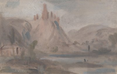 Paesaggio con un castello su una collina, precedentemente attribuito a J.M.W. Turner (1775-1851) e anche attribuito a Peter de Wint (1784-1849) da English School