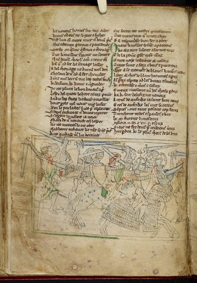 Lansdowne 782 f.26v Una battaglia tra cavalieri a cavallo, da 