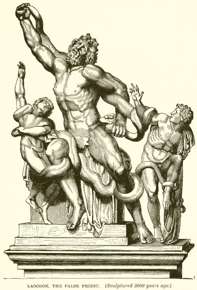 Laocoonte, il falso sacerdote. (Scolpito 3000 anni fa) (incisione) da English School