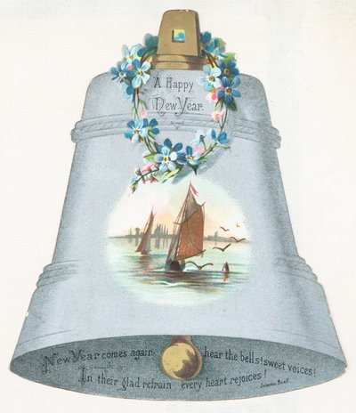 Grande campana blu con immagine di barca a vela da English School