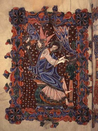 San Matteo che scrive il suo vangelo, c.1080 da English School