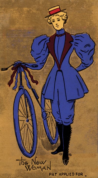 Donna di fine Ottocento o inizio Novecento con la sua bicicletta, simbolo dell