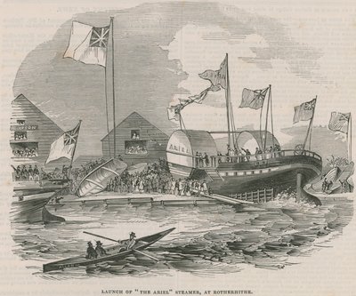 Varo del battello a vapore Ariel a Rotherhithe da English School