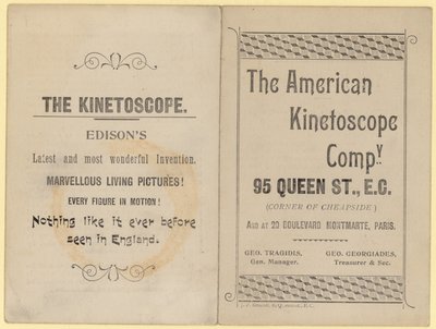 Volantino pubblicitario del Cinetoscopio da English School