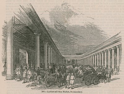 Mercato della pelle e del cuoio, Bermondsey, Londra da English School