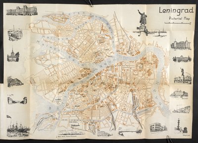 Leningrado, mappa pieghevole illustrata da 
