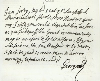 Lettera di Giorgio II al Duca di Newcastle, 1759, pubblicata in 