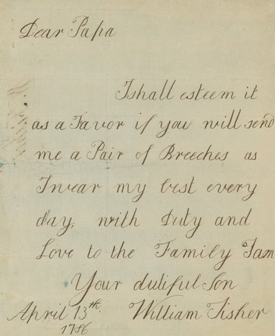 Lettera di William Fisher (autografo) da English School