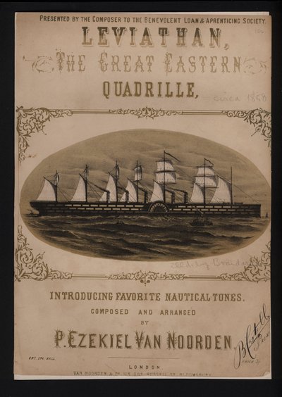 Leviathan, il Great Eastern, copertina di spartito vittoriano da English School