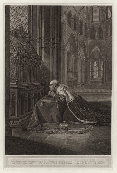 Luigi VII re di Francia davanti alla tomba di Beckett da English School