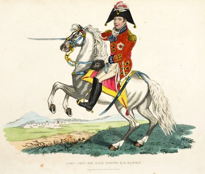 Tenente Generale Sir Eire Coote KB, KC e MP, pub. da Richard Evans, inciso da Romney, illustrazione da An Historical Account of the Battle of Waterloo di William Mudford, 1816 da English School